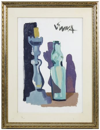 LUCIO VENNA (1897-1974) Natura con candeliere e bottiglia olio su tela,...