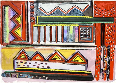 GIULIANO AZZONI (1953-2011) Città mixed media su cartoncino cm 70x100 TOWN...