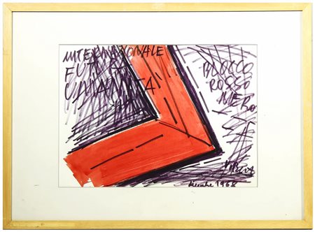 VINICIO BERTI (1921-1991) Blocco Rosso Nero 1968 tecnica mista su carta,...