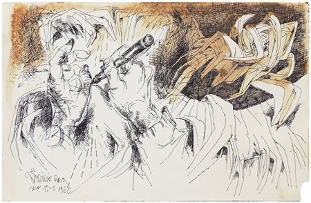 VINICIO BERTI (1921-1991) Senza Titolo 1960 tecnica mista su carta, firmato e...