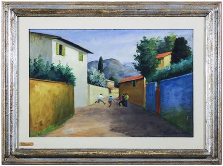 NINO TIRINNANZI (1923-2002) Ragazzi che corrono 1972-74 olio su cartone,...