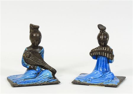 COPPIA DI FIGURE IN GRES Manifattura Zaccagnini, Anni Trenta/Quaranta...