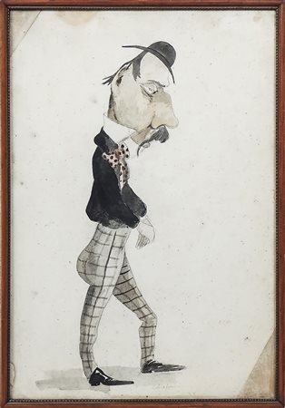 ANGIOLO TRICCA (1817-1884) Caricatura di Pietro Cheloni acquerello su carta,...