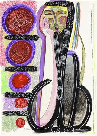 GIULIANO AZZONI (1953-2011) Composizione con gatto tecnica mista su...