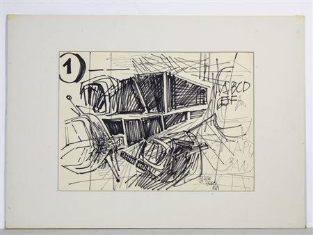 VINICIO BERTI (1921-1991) Senza Titolo 1963 bozzetto a tecnica mista su...