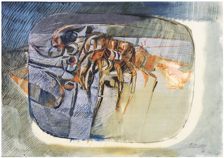 GIUSEPPE DE GREGORIO (1920-2007) Aragosta 1970 tecnica mista su carta...