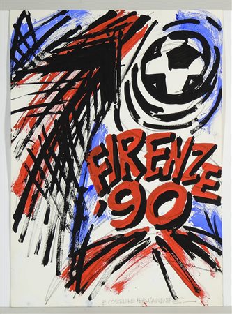 VINICIO BERTI (1921-1991) Firenze 90 acrilico su cartoncino cm 70x50 FIRENZE...