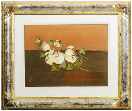 SERGIO SCATIZZI (1918-2009) Fiori 1970-71 olio su tela, firmato, in cornice...