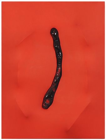 DINO CASTELVECCHI Fuoco tecnica mista su tela eastroflessa, al verso firmato...