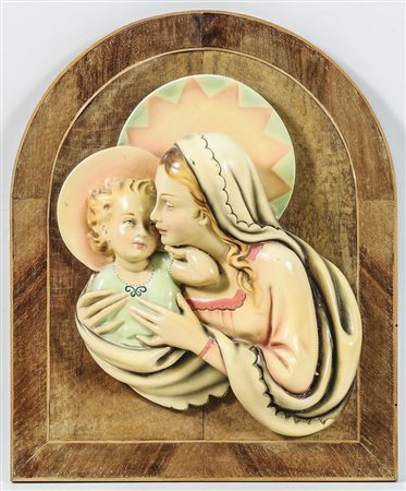 ALTORILIEVO IN CERAMICA Anni Cinquanta raffigurante Madonna con Bambino,...