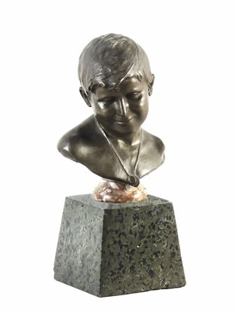 SCULTURA IN BRONZO Scuola napoletana del XIX secolo raffigurante Busto di...