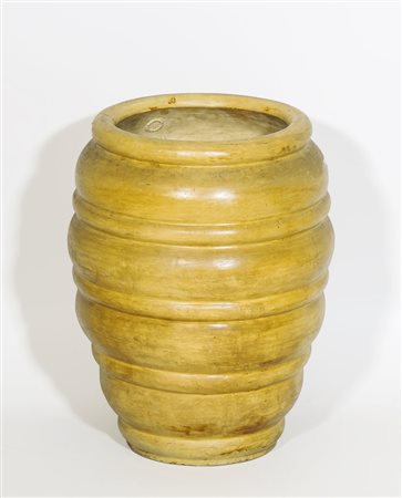 VASO IN TERRACOTTA PATINATA Manifattura di Signa, Anni Trenta corpo tornito,...
