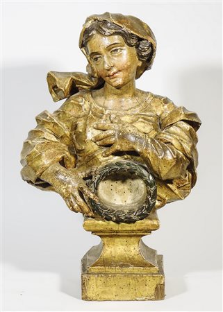 RELIQUIARIO IN LEGNO INTAGLIATO E IN PARTE DORATO XVIII secolo realizzato...