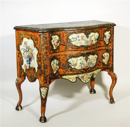 PICCOLO CASSETTONE IN LEGNO LACCATO E IN PARTE DORATO A MECCA Sicilia, XVIII...
