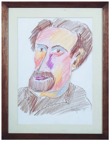 BEPPE SERAFINI (1915-1987) Ritratto maschile 1977 pastello su carta, firmato...