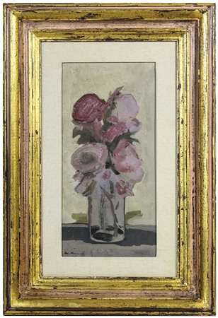 MARCELLO BOCCACCI (1914-1996) Vaso con fiori tecnica ad encausto su cartone,...
