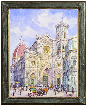 GIOVANNI OSPITALI Duomo di Firenze acquerello su carta, firmato, in cornice...