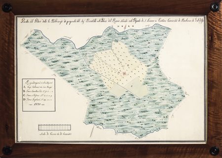 CABREO 1820 acquerello e inchiostro su carta raffigurante la pianta di un...