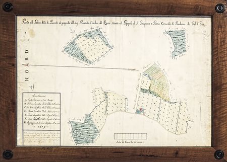 CABREO 1819 acquerello e inchiostro su carta raffigurante la pianta di un...