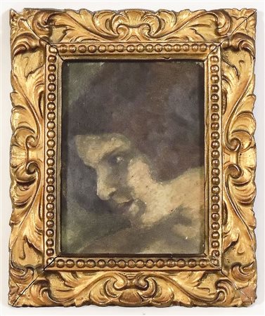 PROFILO FEMMINILE prima metà del XX secolo olio su cartoncino, in cornice cm...
