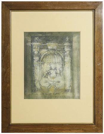 PIERO VIGNOZZI Fontanella Villa Sacchetti (studio) tecnica mista su carta,...
