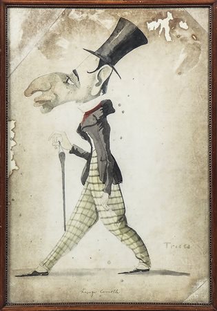 ANGIOLO TRICCA (1817-1884) Caricatura di Luigi Comelli acquerello su carta,...