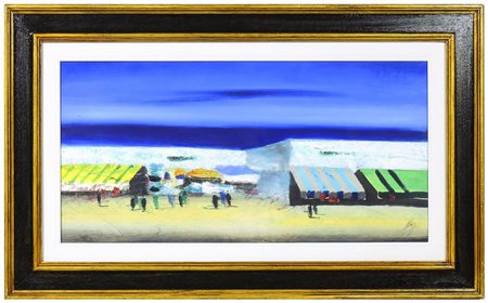 SALVATORE MAGAZZINI Tende a Tunisi 2009 olio su tavoletta, firmato, in...