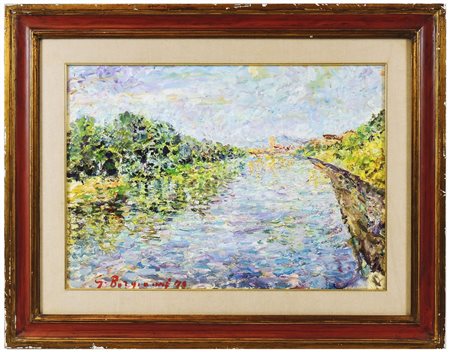 GUIDO BORGIANNI (1915-2005) Veduta del Lungarno 1970 olio su tela, firmato e...