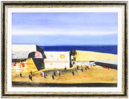 SALVATORE MAGAZZINI Sharm el Sheik olio su tavoletta, firmato, al verso...