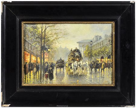 SCORCIO DI PARIGI olio su tela, in cornice cm 30x44 PARIS VIEW, OIL ON CANVAS