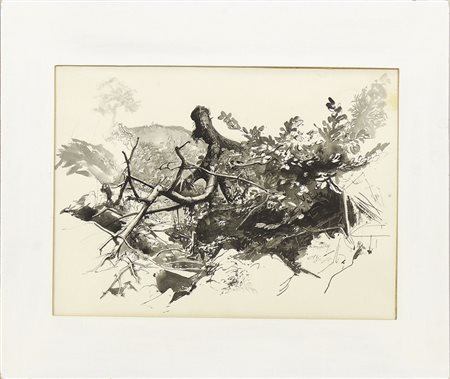 PIETRO ANNIGONI (1910-1988) Scorcio di bosco 1968 china acquerellata su...