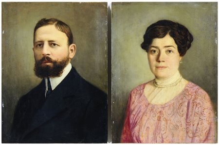 FILADELFO SIMI (PRIMA MANIERA) (1849-1923) Ritratti di coniugi coppia di...