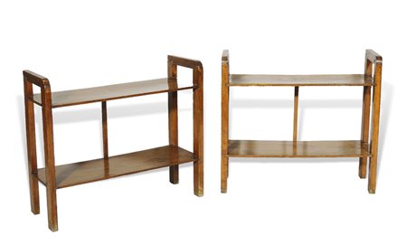 COPPIA DI ETAGERE D'EPOCA IN FAGGIO due ripiani a giorno h cm 56x65x24,5 PAIR...