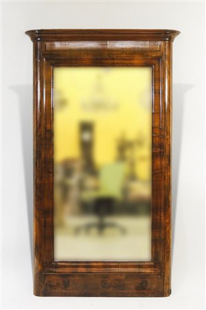 SPECCHIERA IMPIALLACCIATA IN NOCE XIX secolo intarsiata con filettature,...