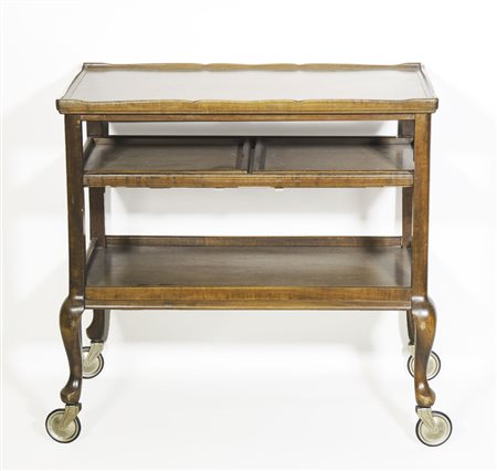 CARRELLO PORTAVIVANDE IN NOCE tre ripiani d'appoggio, quelli centrali...