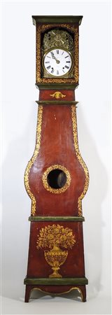 OROLOGIO A TORRE IN LEGNO LACCATO Francia, XIX secolo cassa a chitarra,...