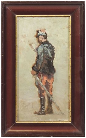 ALPHONSE CHARLES CHIGOT (1824-1917) Soldato olio su cartoncino, firmato, in...
