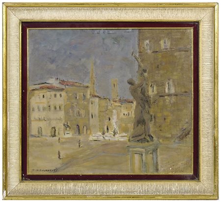 ALESSANDRO MONSAGRATI (1884-1966) Scorcio di Piazza della Signoria olio su...