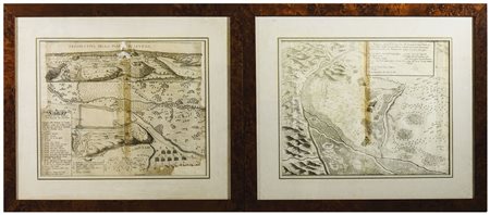 MAPPE GEOGRAFICHE DELLA BATTAGLIA DI LEVENZ XVII secolo due incisioni, in...