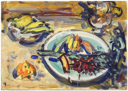 ENZO PREGNO (1898-1972) Natura morta olio su tela, firmato, al verso firmato...