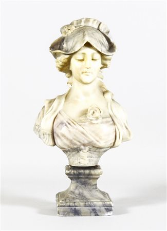 ADOLFO CIPRIANI (1895-1930) Busto di fanciulla con cappello scultura in...