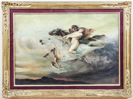 SCENA MITOLOGICA inizio del XX secolo olio su tela, al verso reca altro...