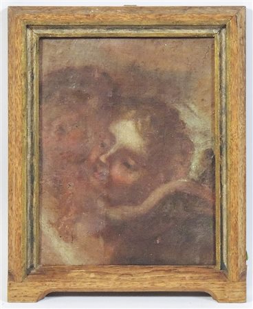 SCUOLA ITALIANA DEL XVIII SECOLO Puttini frammento ad olio su tela applicata...