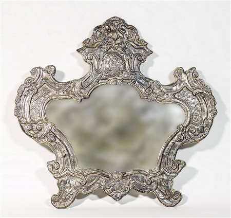 CARTAGLORIA RIVESTITA IN RAME ARGENTATO Italia, XVIII secolo cornice sagomata...