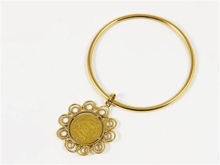 BRACCIALE A CERCHIO IN ORO GIALLO con moneta da 20 franchi di Napoleone in...