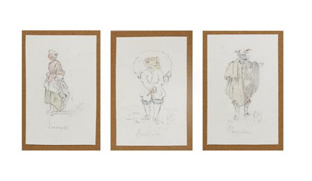 GOLIA (EUGENIO COLMO)  (1885 - 1967) - LOTTO COMPOSTO DA N. 3 DISEGNI .