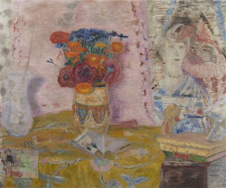 AUTORE NON IDENTIFICATO - SENZA TITOLO (NATURA MORTA CON FIGURA).