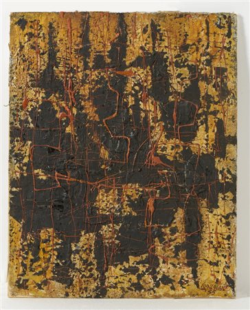 RACCAGNI ANDREA (1921 - 2005) - FILO DI MINNIO SU MACCHIA DI CATRAME.