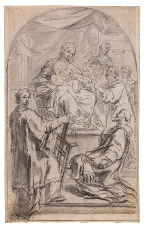 Scuola dell'Italia settentrionale, secolo XVIII ( )  - Vergine con il Bambino, Sant'Antonio, San Lorenzo e altro santo,  