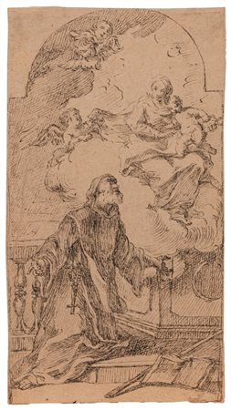 Scuola veneta, secolo XVIII ( )  - Apparizione della Vergine ad un Santo,  